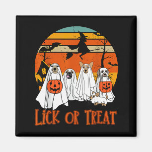 Dog Ghost Lick Or Treat Cute Halloween Ghost Dog Magnet