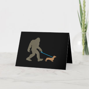 Dog Gift Bigfoot Walking Dachshund Holiday Card