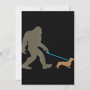 Dog Gift   Bigfoot Walking Dachshund Holiday Card