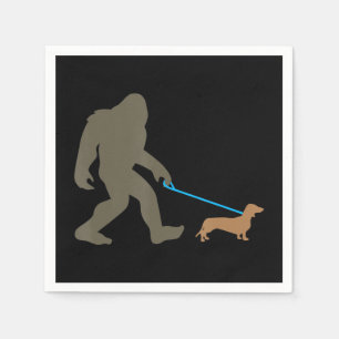 Dog Gift Bigfoot Walking Dachshund Napkin