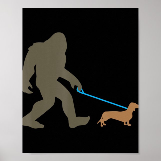 Dog Gift | Bigfoot Walking Dachshund Poster (Front)