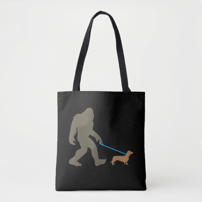 Dog Gift | Bigfoot Walking Dachshund Tote Bag (Front)