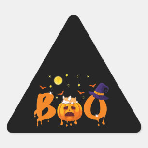 Dog Gift Boo Corgi Halloween Triangle Sticker