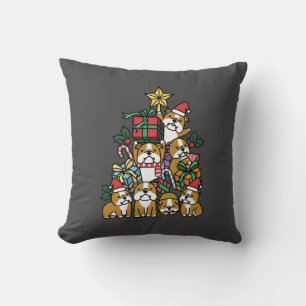 Dog Gift Christmas Tree English Bulldog Dog Cushion