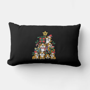Dog Gift   Christmas Tree English Bulldog Dog Lumbar Cushion