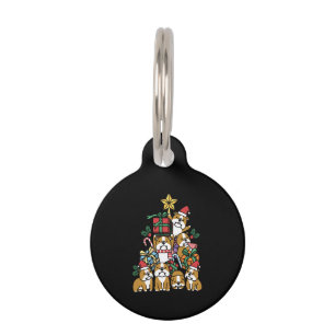 Dog Gift   Christmas Tree English Bulldog Dog Pet Tag