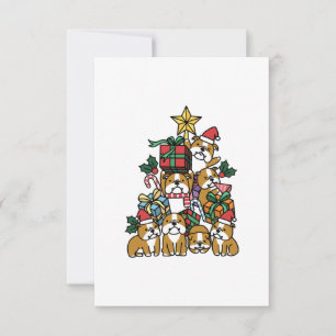 Dog Gift   Christmas Tree English Bulldog Dog RSVP Card