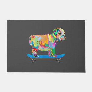 Dog Gift Colourful Cool Bulldog Puppy Skateboard Doormat