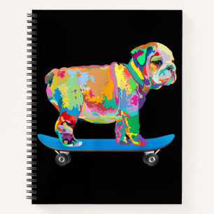 Dog Gift   Colourful Cool Bulldog Puppy Skateboard Notebook