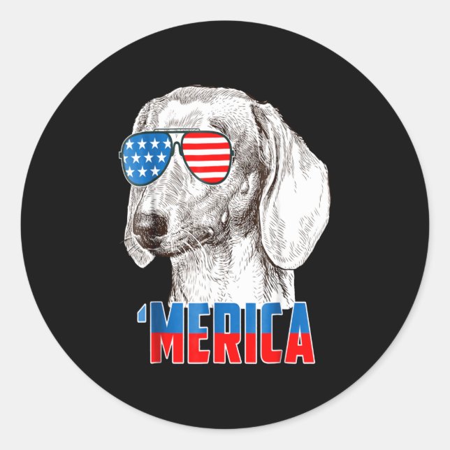 Dog Gift | Cool Dachshund 'Merica Classic Round Sticker (Front)
