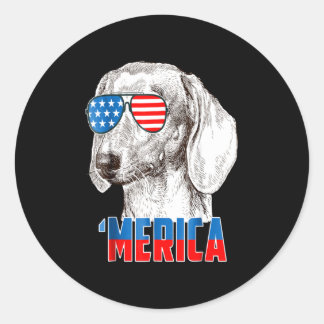 Dog Gift | Cool Dachshund 'Merica Classic Round Sticker