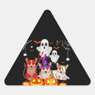 Dog Gift Corgi Dogs Mummy Demon Satan Halloween Triangle Sticker