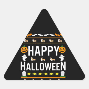 Dog Gift Corgi Halloween Lazy Ugly Costume Triangle Sticker
