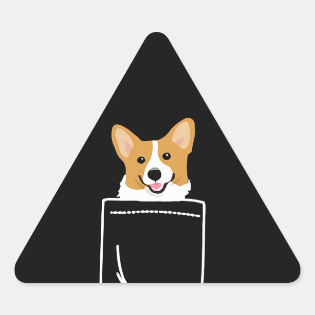 Dog Gift | Corgi In Pocket Funny Corgi Crazy Triangle Sticker (Front)