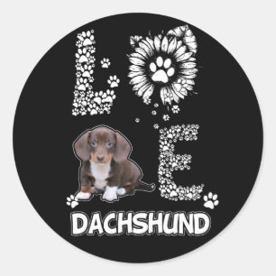 Dog Gift Dachshund Lovely Flower Classic Round Sticker