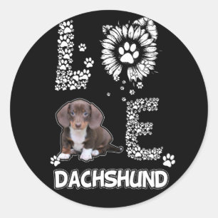 Dog Gift Dachshund Lovely Flower Classic Round Sticker