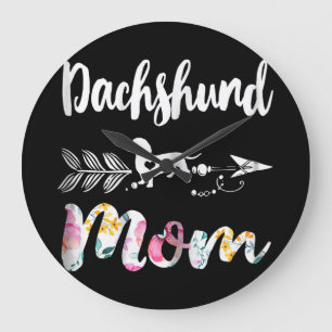 Dog Gift Dachshund Mum Dachshund Floral Large Clock