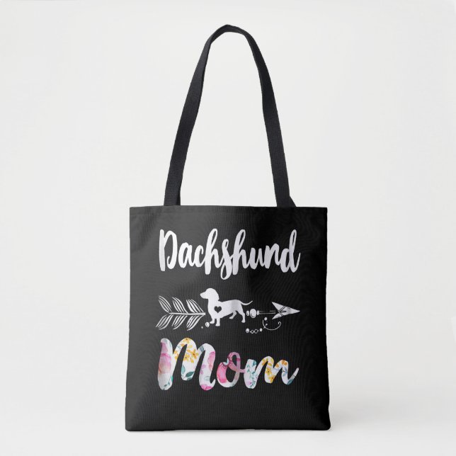 Dog Gift | Dachshund Mum Dachshund Floral Tote Bag (Front)