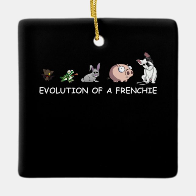 Dog Gift | Evolution Of A Frenchie Ceramic Ornament (Front)