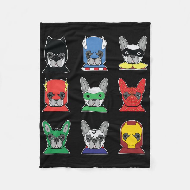 Dog Gift | French Bulldog Designs Super Hero Fleece Blanket (Front)