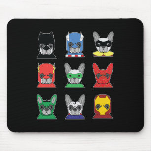 Dog Gift   French Bulldog Designs Super Hero Mouse Pad