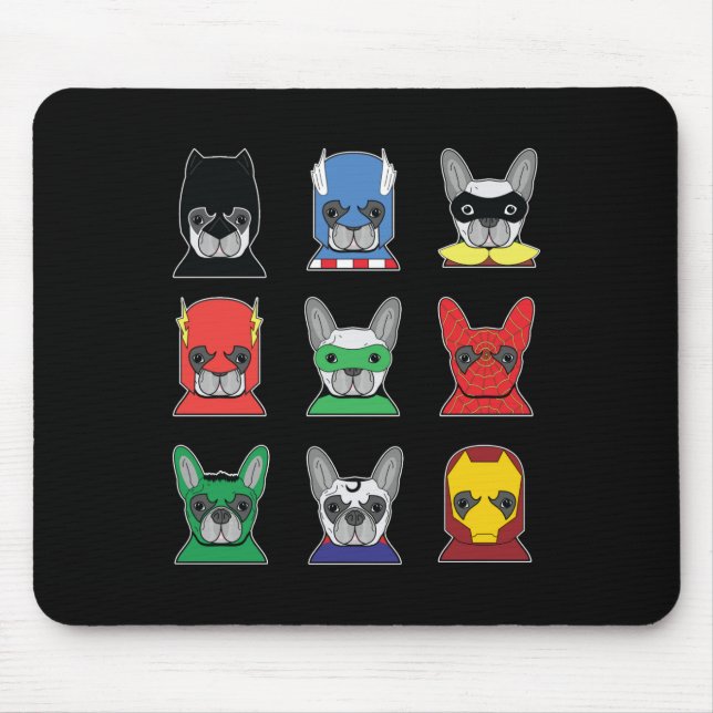 Dog Gift | French Bulldog Designs Super Hero Mouse Pad (Front)