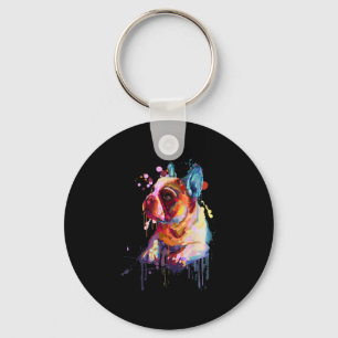 Dog Gift French Bulldog Hand Drawing Art Key Ring
