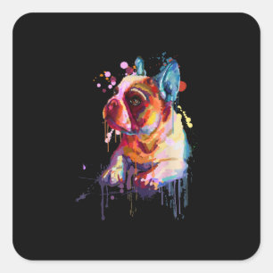 Dog Gift French Bulldog Hand Drawing Art Square Sticker