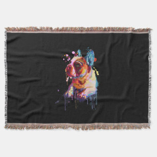 Dog Gift French Bulldog Hand Drawing Art Throw Blanket