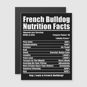 Dog Gift   French Bulldog Nutrition Facts Magnetic Invitation