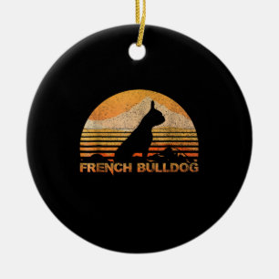 Dog Gift French Bulldog White Ceramic Ornament