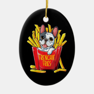 Dog Gift Frenchie Fries Ceramic Ornament