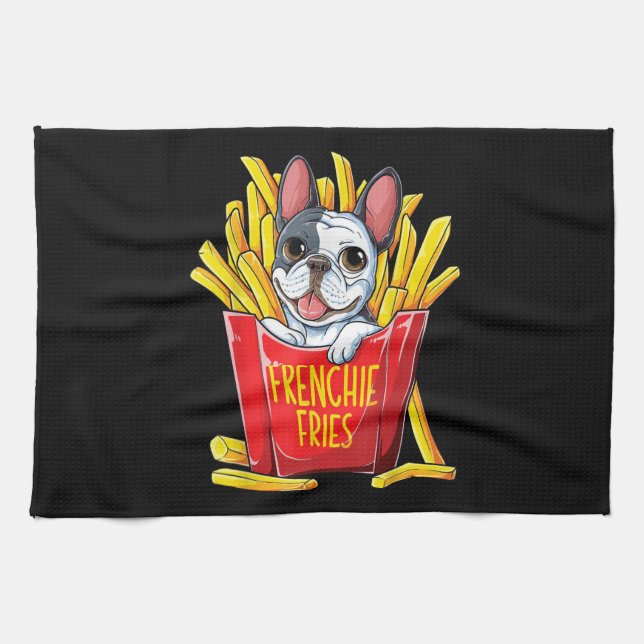Dog Gift | Frenchie Fries Tea Towel (Horizontal)