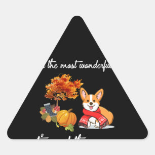 Dog Gift It's The Most Wonderful With Corgi Triangle Sticker