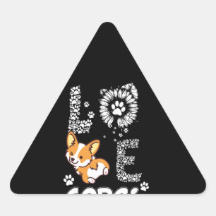 Dog Gift Love Corgi Lovely Triangle Sticker