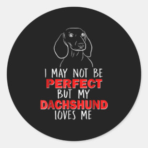 Dog Gift My Dachshund Loves Me Classic Round Sticker