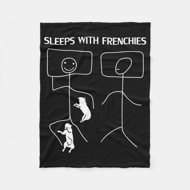 Dog Gift | Sleeps With Frenchies Fleece Blanket (Front)