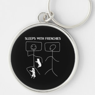 Dog Gift Sleeps With Frenchies Key Ring