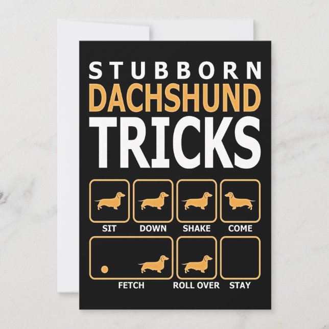 Dog Gift | Stubborn Dachshund Tricks Thank You Card (Front)