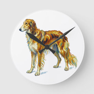 Dog Gift Vibrant Colorful Saluki Dog Design Round Clock
