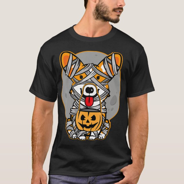 Dog Gift | Welsh Corgi Mummy Cute Halloween T-Shirt (Front)
