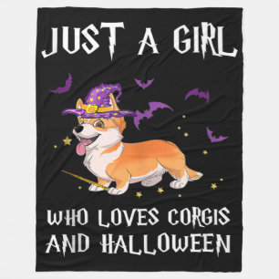 Dog Gift   who loves corgi dog and halloween Fleece Blanket