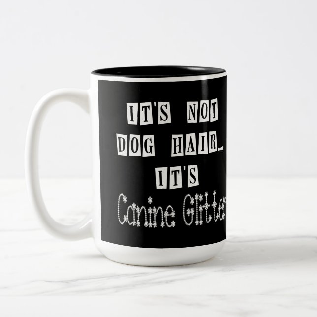 Dog Glitter Humour Two-Tone Coffee Mug (Left)