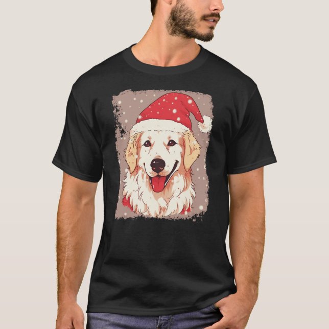 Dog Golden Retriever Christmas T-Shirt (Front)