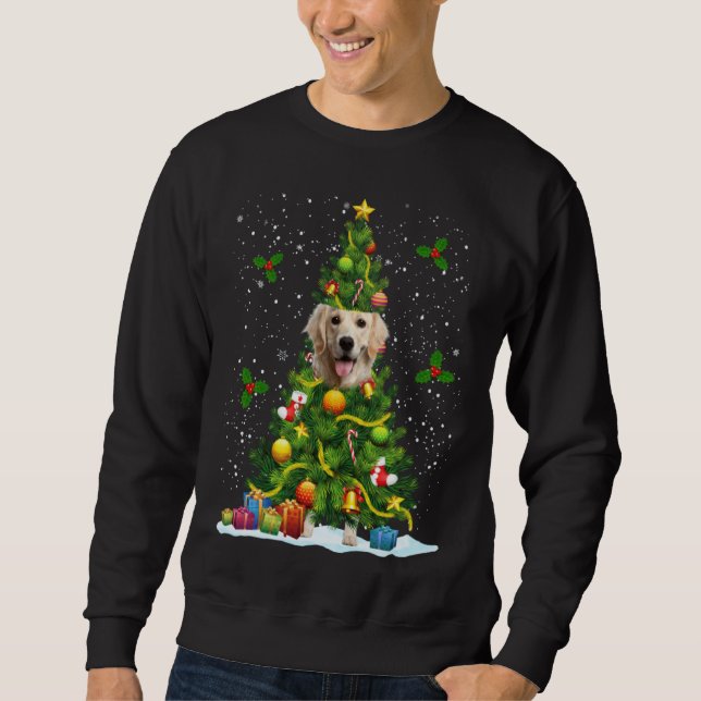 Dog Golden Retriever Christmas Tree Sweatshirt (Front)