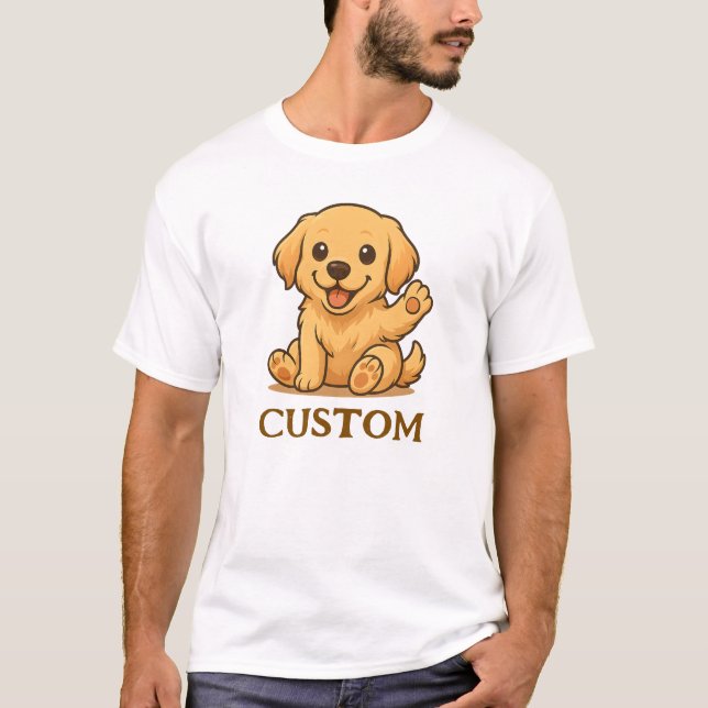 Dog Golden Retriever Custom Text Unisex Man/Woman T-Shirt (Front)