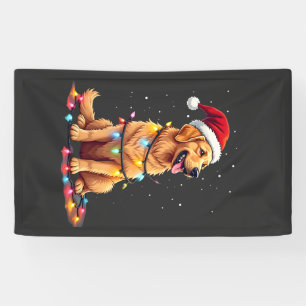 Dog Golden Retriever Santa Christmas Xmas Lights ( Banner