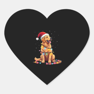 Dog Golden Retriever Santa Christmas Xmas Lights ( Heart Sticker