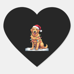 Dog Golden Retriever Santa Christmas Xmas Lights ( Heart Sticker