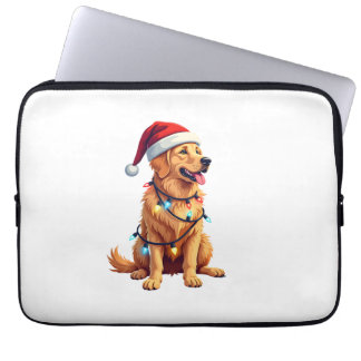 Dog Golden Retriever Santa Christmas Xmas Lights ( Laptop Sleeve